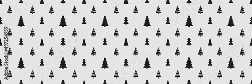 Seamless pattern with christmas trees. Abstract geometric wallpaper. Print for textile, flyer or poster. Artwork for design. Black and white illustration