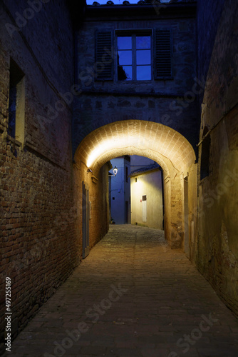 Buonconvento  medieval city in Siena province  by night