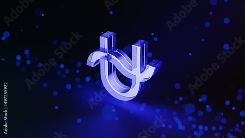 Ophiuchus zodiac sign in glassmorphism style with a glow from within on a dark background with bokeh effect 3d render photo