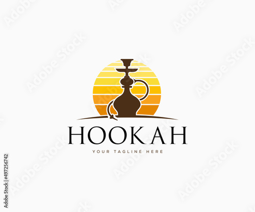 Hookah logo design. Shisha logo design vector.