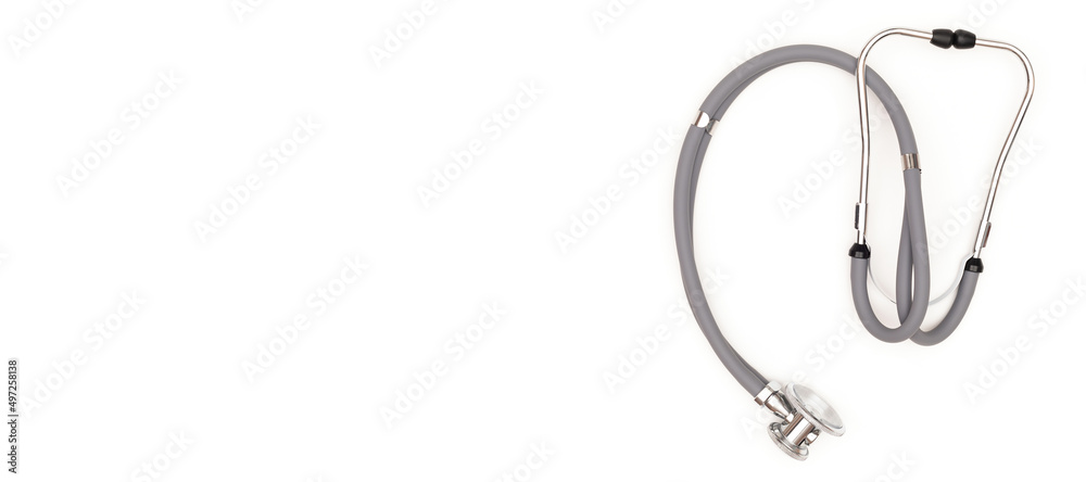 Fototapeta premium Stethoscope isolated on white background. Place to copy paste.