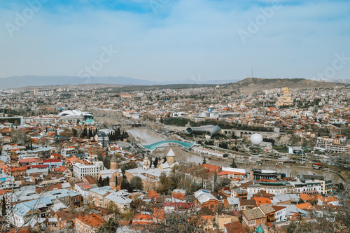 Panoramic view from a height of the district of the city of Tbilisi