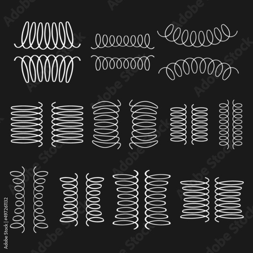 Wallpaper Mural Metal spring set spiral coil flexible icon. Wire elastic or steel spring bounce pressure object design Torontodigital.ca