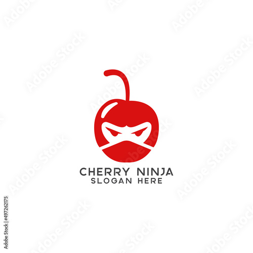 
Cherry ninja logo icon design template .premium vector