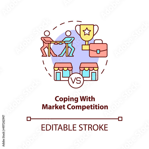 Coping with market competition concept icon. Biggest business strategy issue abstract idea thin line illustration. Isolated outline drawing. Editable stroke. Arial, Myriad Pro-Bold fonts used
