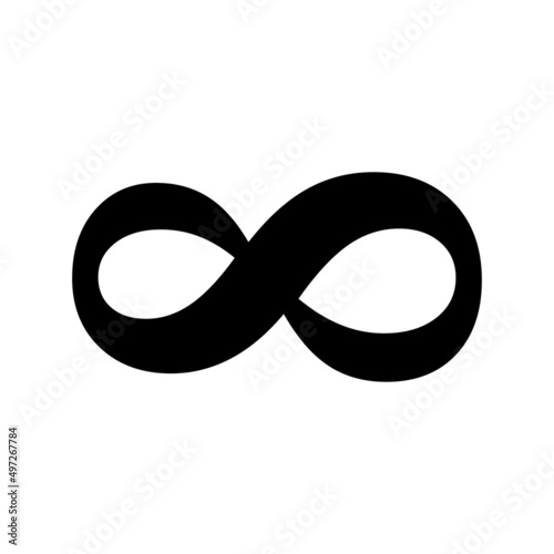 Illustration of infinite icon on white background.Infinity symbol. logos. Simple style, isolated on a blank background. Symbol of repetition and unlimited cyclicity.