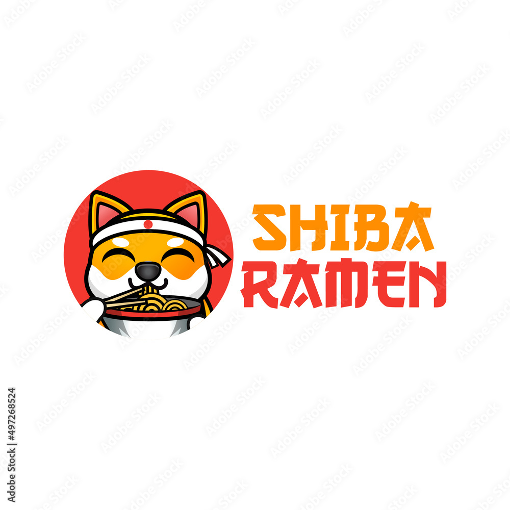 shiba inu ramen company logo vector illustration