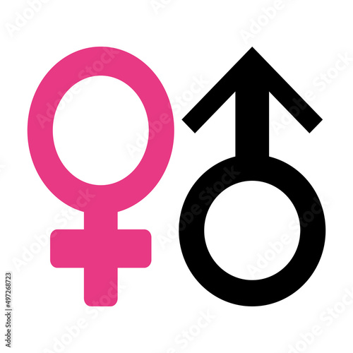 sign for male and female, Pink and Black isolated on white background