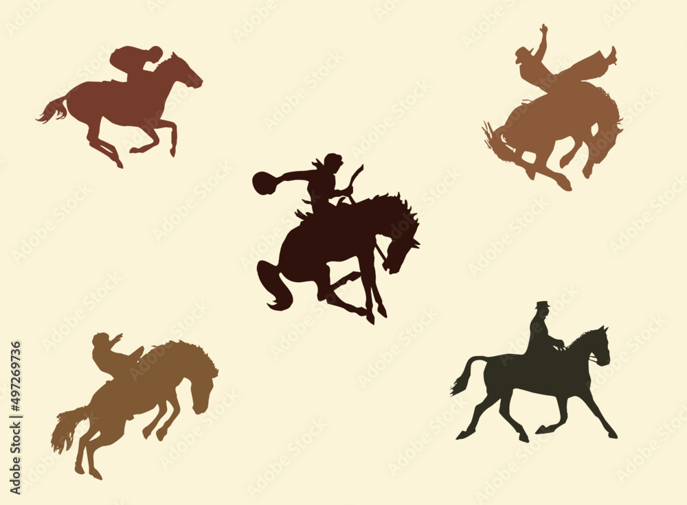 Jockey On Horse In Different Poses