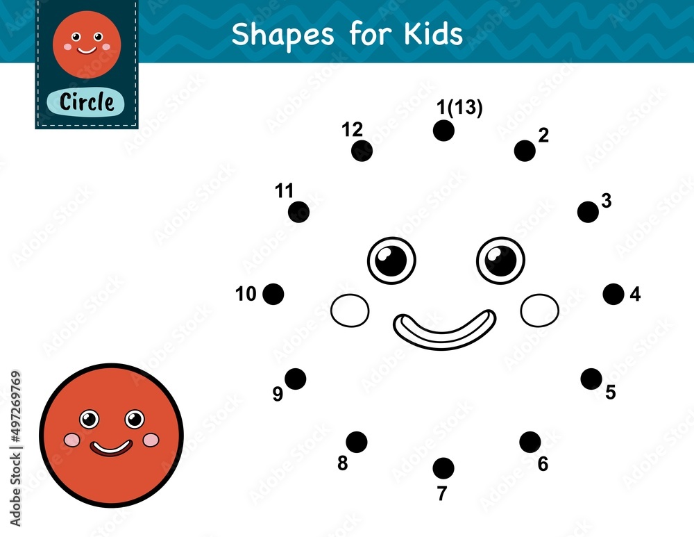 Connect the dots and draw a cute circle. Dot to dot number game for