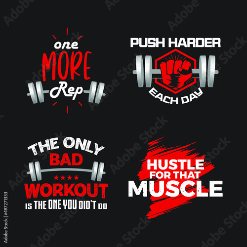 set of Gym fitness typography design t shirts vol 2