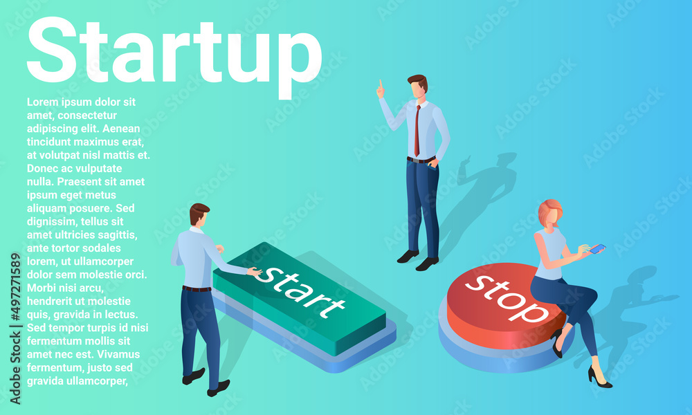 Startup.Launching new projects.People are looking for new ideas..Poster in business style.Flat vector illustration. Startup.Launching new projects.People are looking for new ideas..Poster in business style.Flat vector illustration.