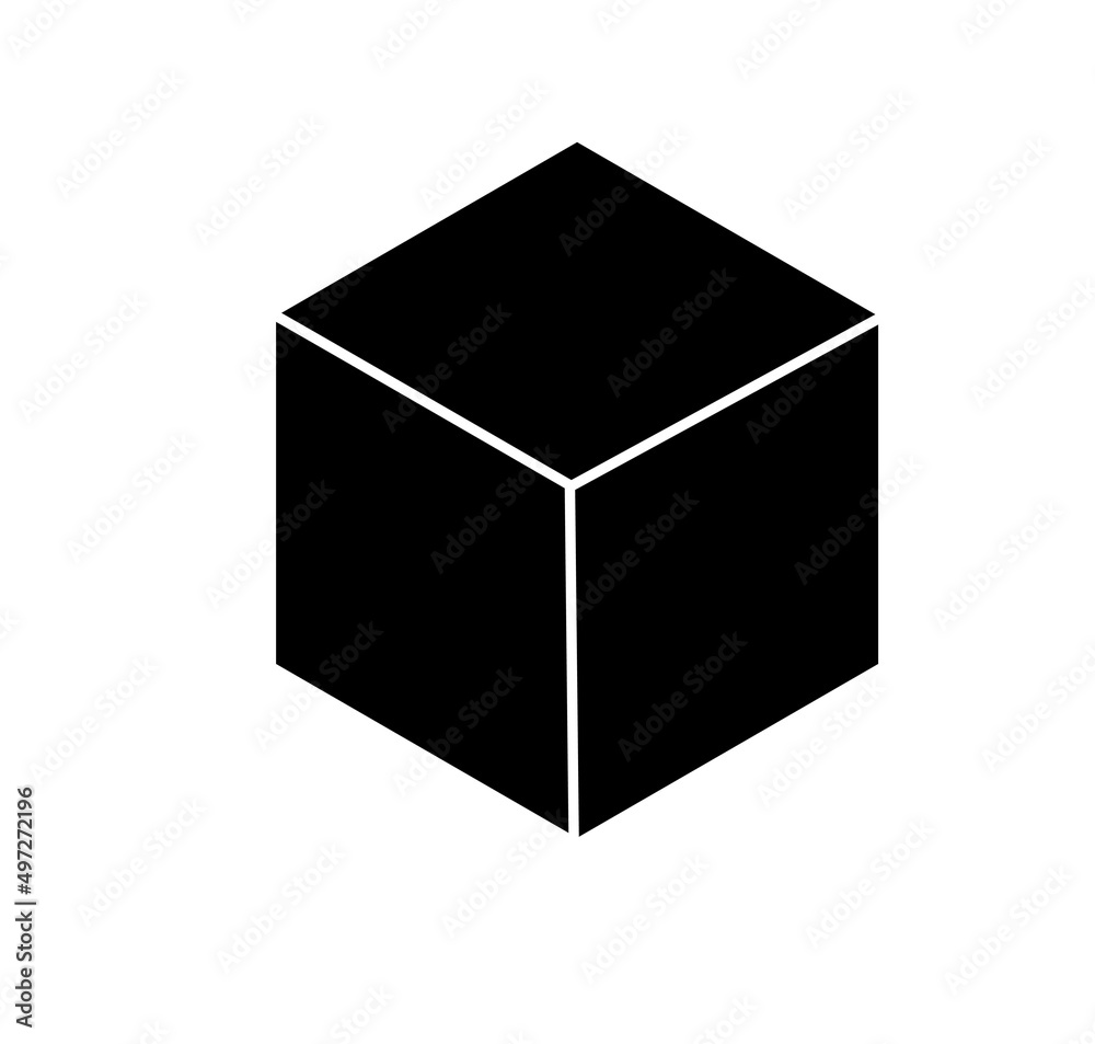 Geometric empty cube. Simple outline icon. Black on white background