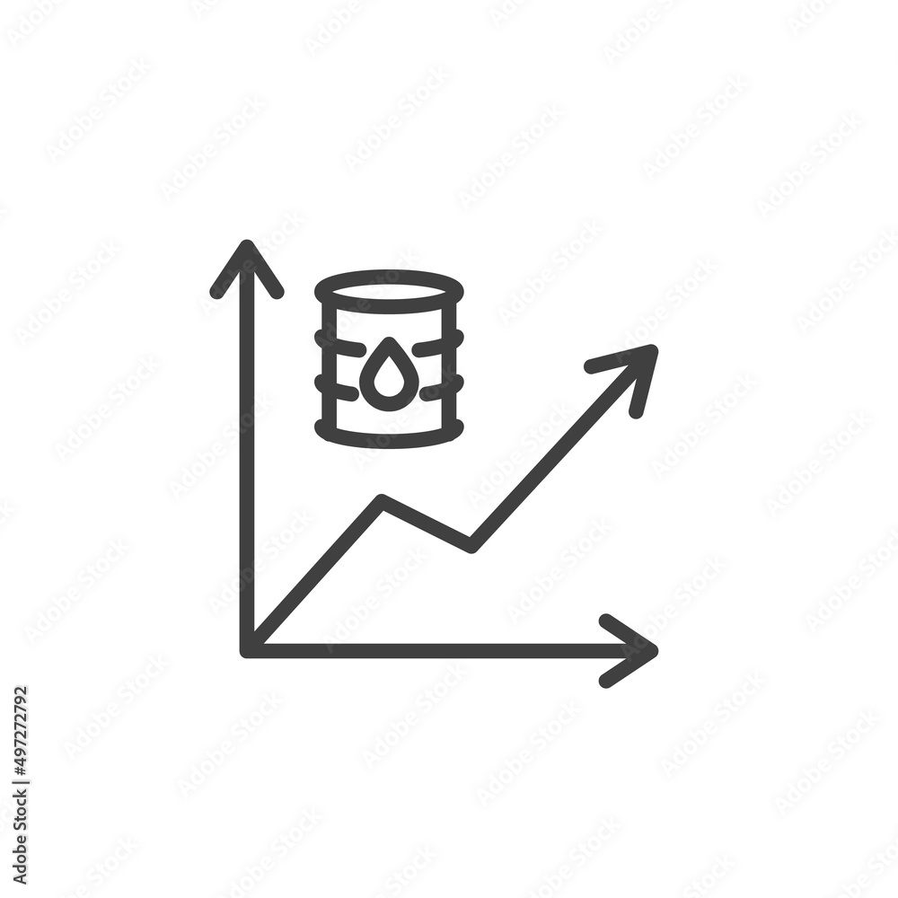 Increase oil graph line icon Increase oil graph line icon