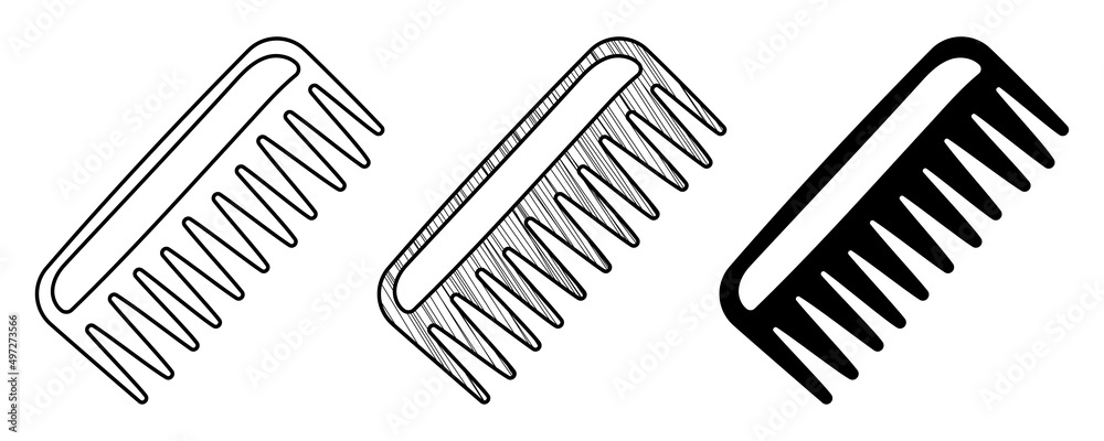 Set of hand drawn vector Comb in a doodle cartoon style Set of hand drawn vector Comb in a doodle cartoon style