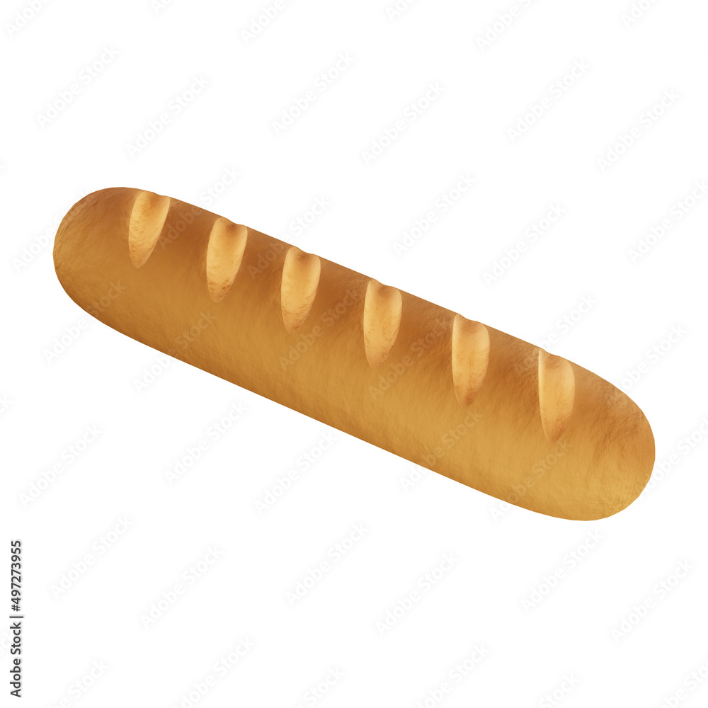 3D Realistic French Bread Icon Illustration 3D Realistic French Bread Icon Illustration