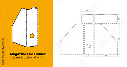CNC. Laser cutting Magazine File Holder. Laser cut. For 4 mm plywood