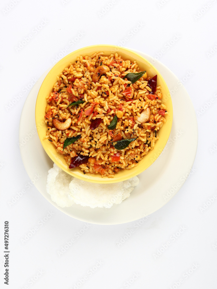 Tomato rice.spicy South Indian rice recipe Tomato pulao or Tomato Rice