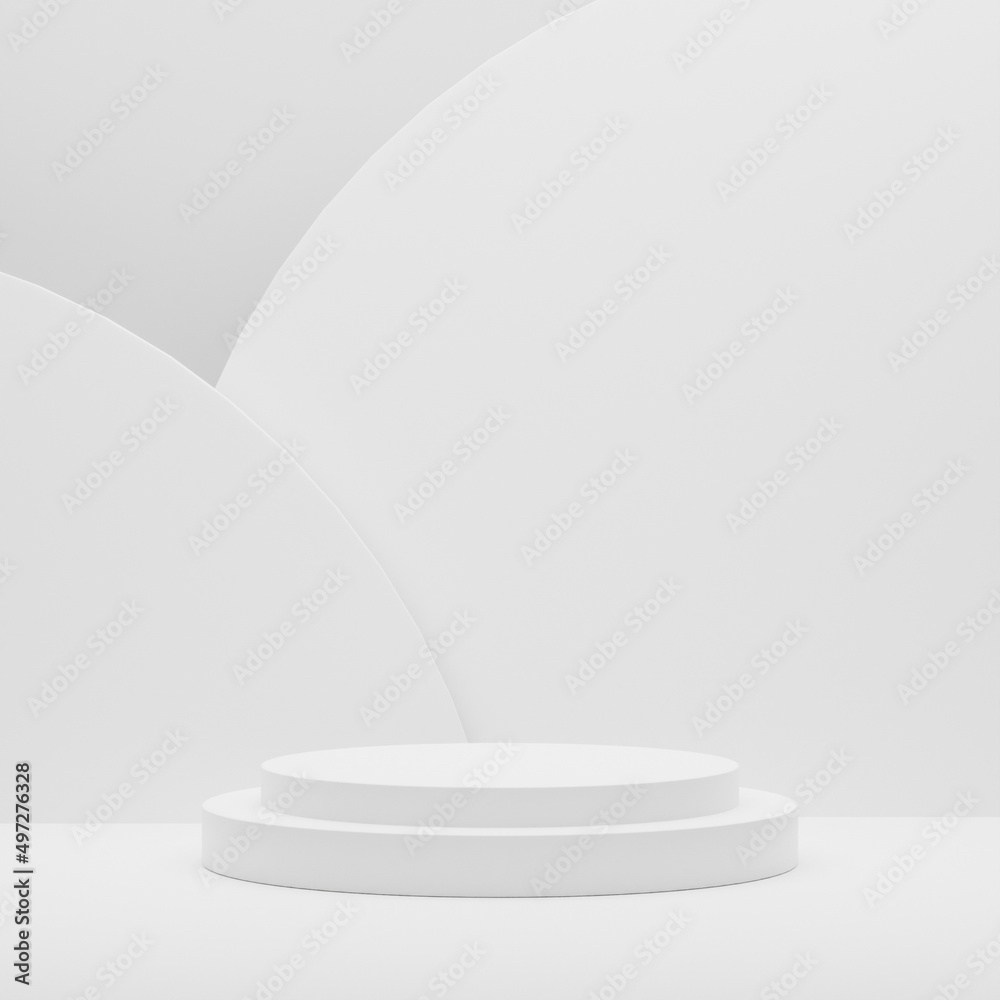 white cylinder display abstract minimal geometric podium product package mock up presentation show cosmetic stage pedestal platform studio background. 3d rendering.