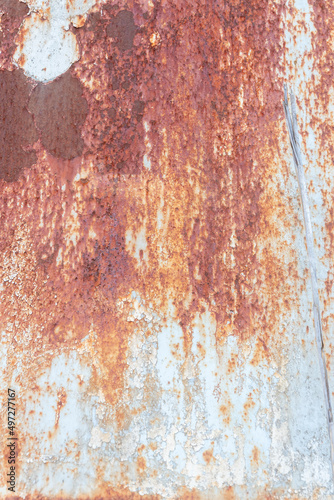 The texture of rust and stains on the old metal surface. Corrosion of metal. © Anelo