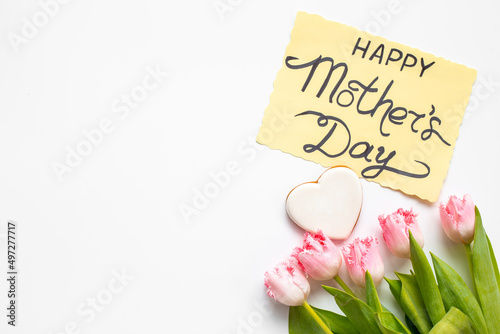 Happy Mothers day greeting card with tulip flowers