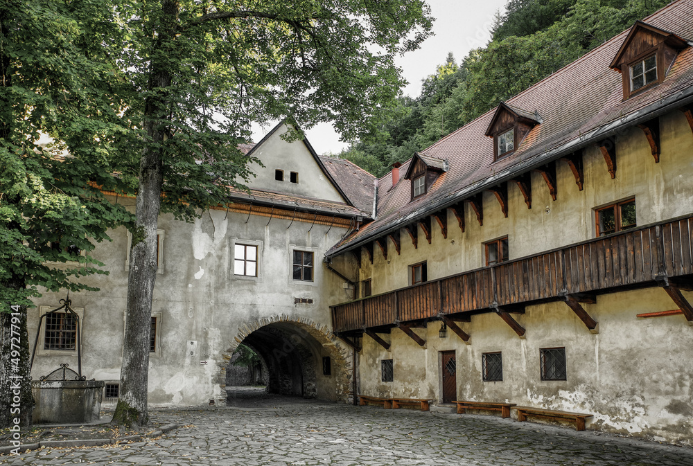 Court in old medieval monastery Cerveny Klastor at Slovakia Court in old medieval monastery Cerveny Klastor at Slovakia