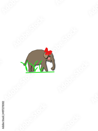 Ilustração infantil, elefanta, savana, africa, colorido, safari