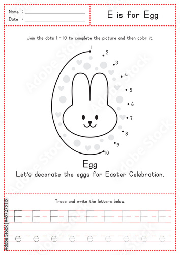 Children Learning Printable - E is for Easter Egg