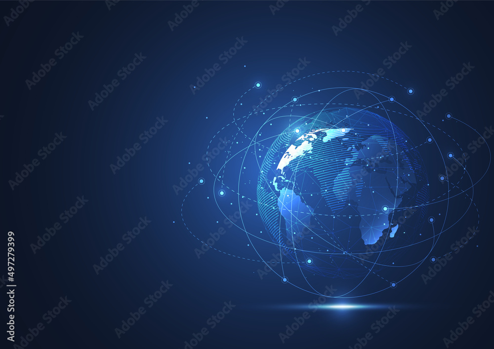 Global network connection. World map point and line composition concept of global business. Vector Illustration