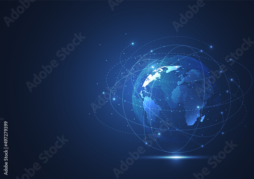 Global network connection. World map point and line composition concept of global business. Vector Illustration photo