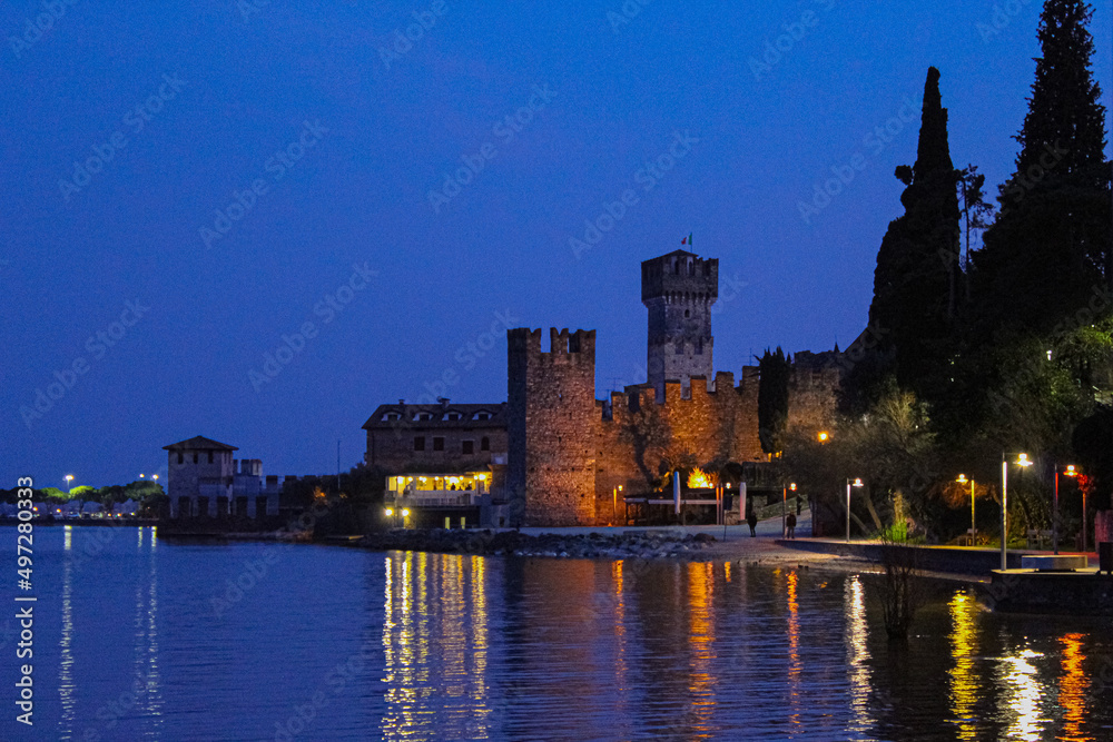 Sirmione and a lake by night