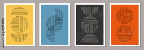 Trendy set of abstract creative minimal artistic hand sketched compositions