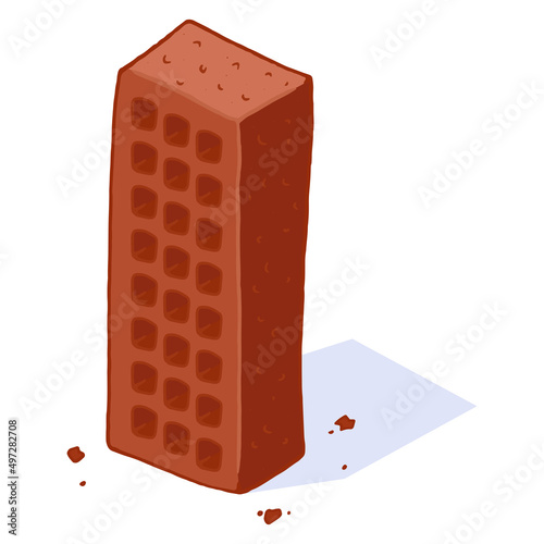 Brick icon. Vector illustration of  red brick building.