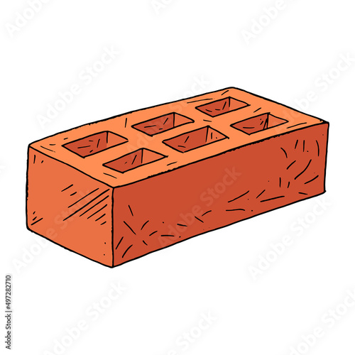 Red brick. Vector illustration of  red brick building. Hand drawn single brick.