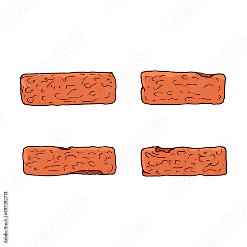 Set red brick icon. Vector brick building.