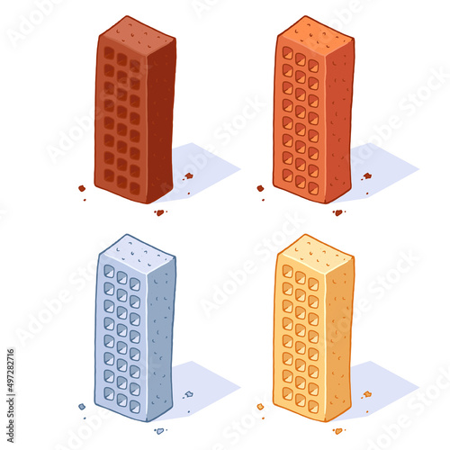 Set brick icon hand drawn. Vector illustration of  brick building.