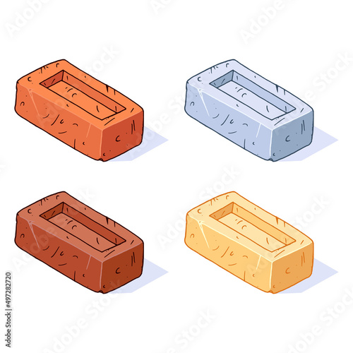Set brick icon. Vector  different brick.