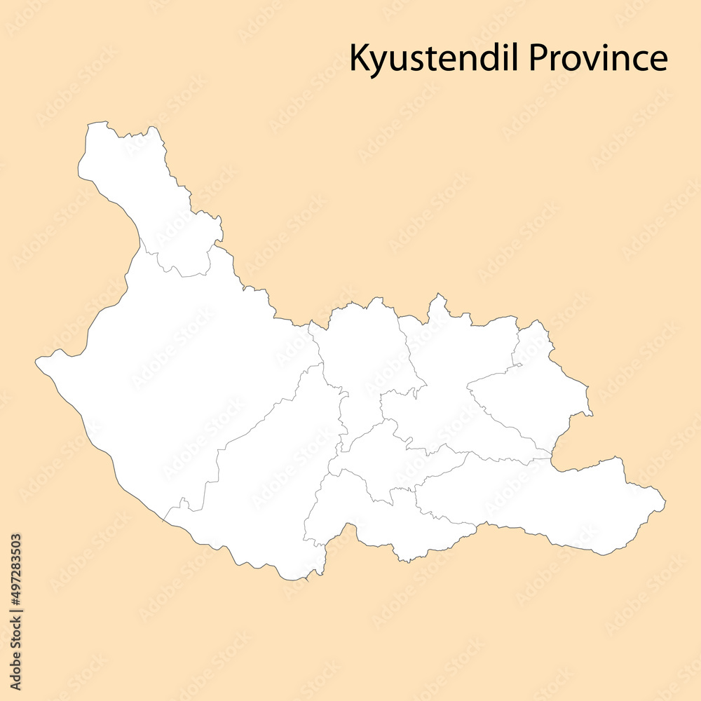 High Quality map of Kyustendil is a province of Bulgaria