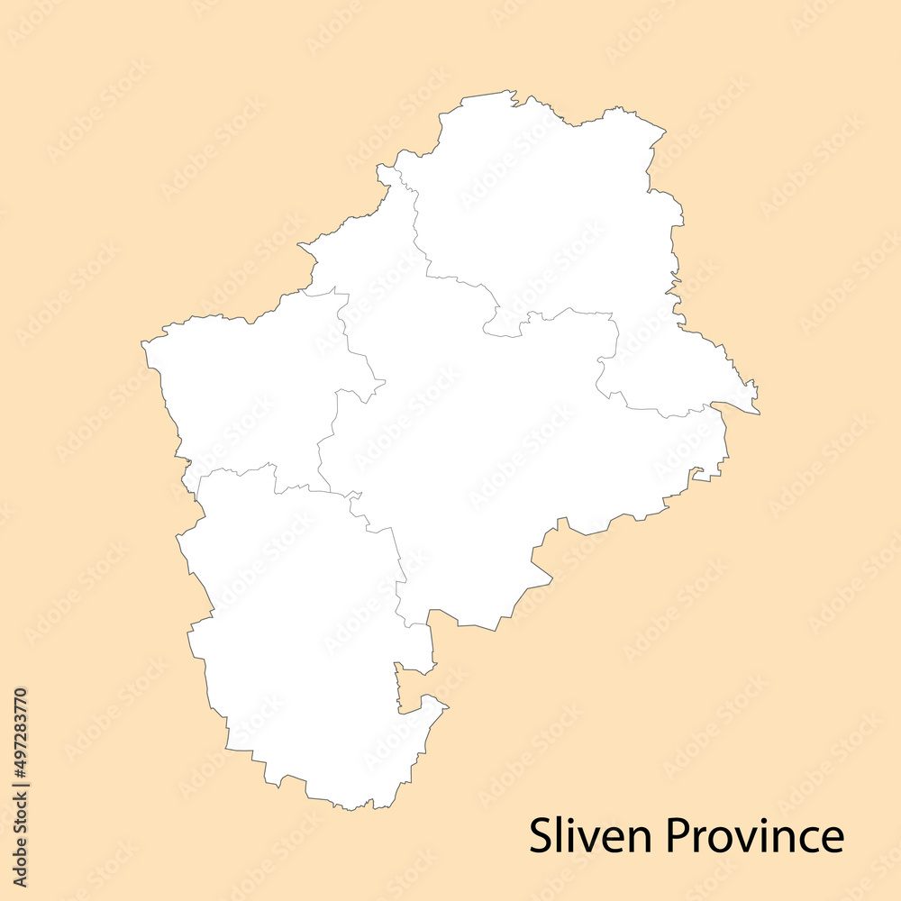 High Quality map of Sliven is a province of Bulgaria