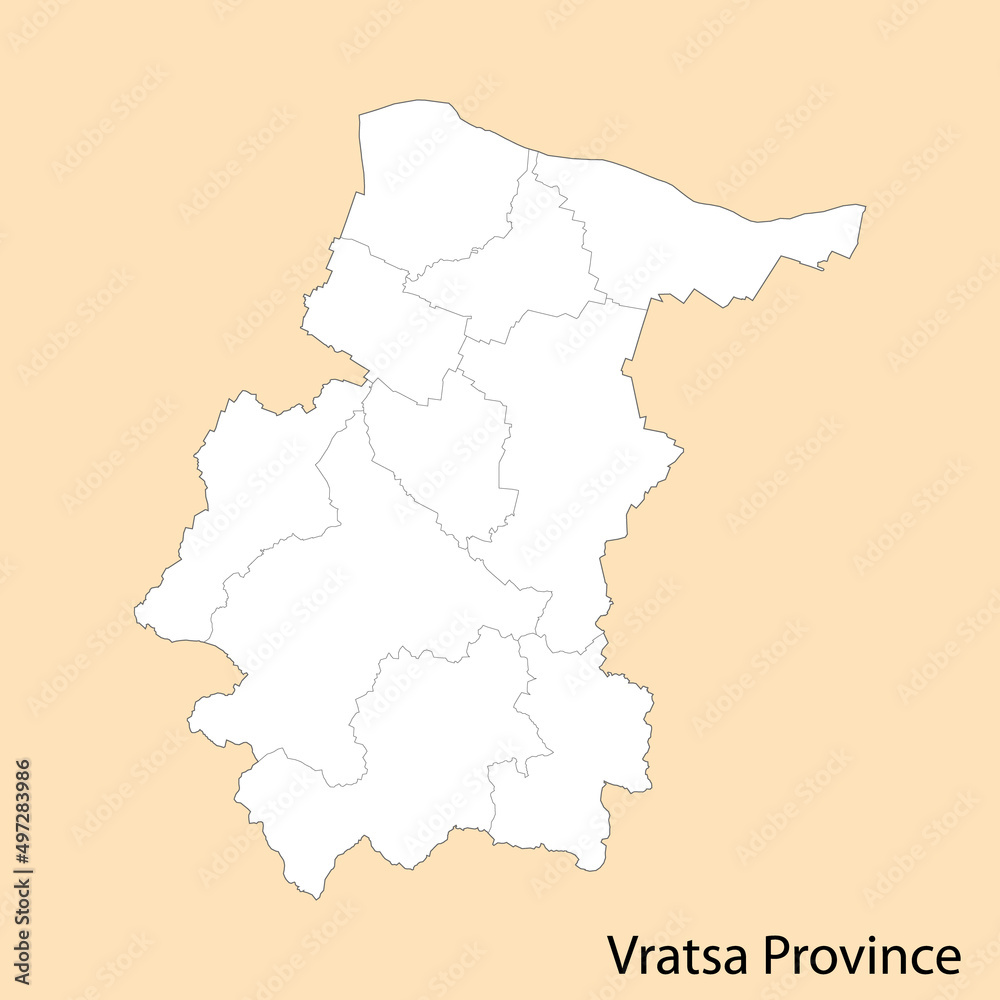 Obraz premium High Quality map of Vratsa is a province of Bulgaria