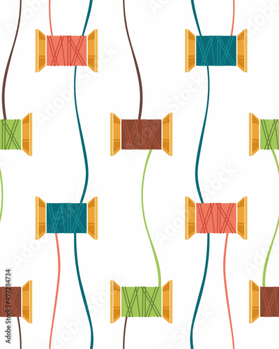 Spools of thread seamless pattern