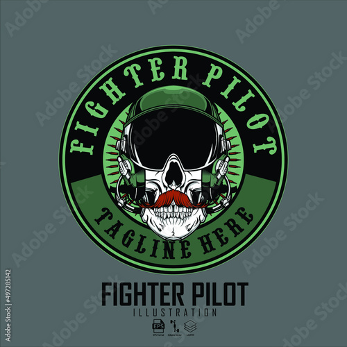 FIGHTER PILOT ILLUSTRATION WITH A GRAY BACKGROUND