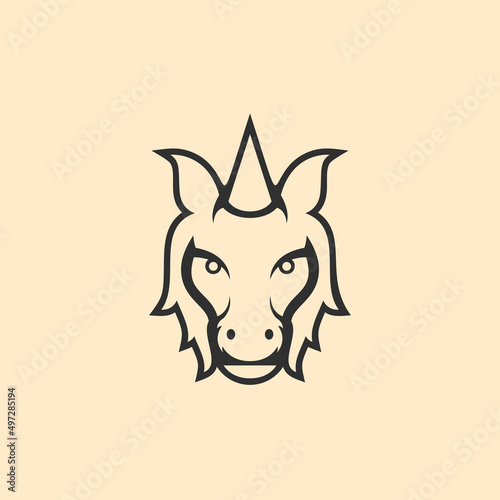 Animal unicorn with line art style design vector