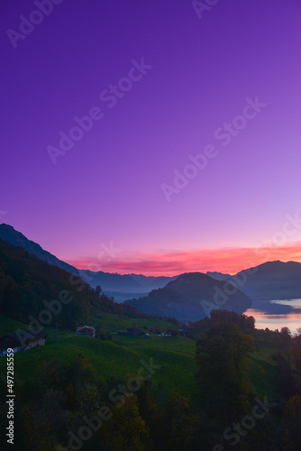 Alpnachersee und Vierwaldstättersee bei Stansstad, Schweiz 