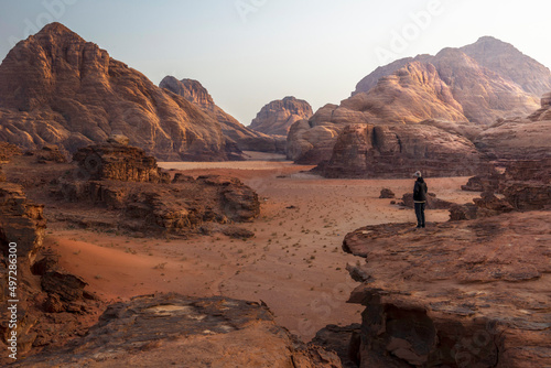 Trekking in Wadi Rum desert, Jordan