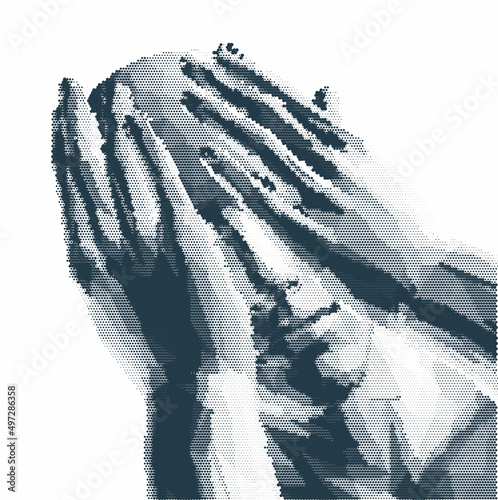Man covering face with both hands. Human emotions, reaction and body language. Concept of fear, domestic violence, despair or anxiety. 3D Vector illustration.