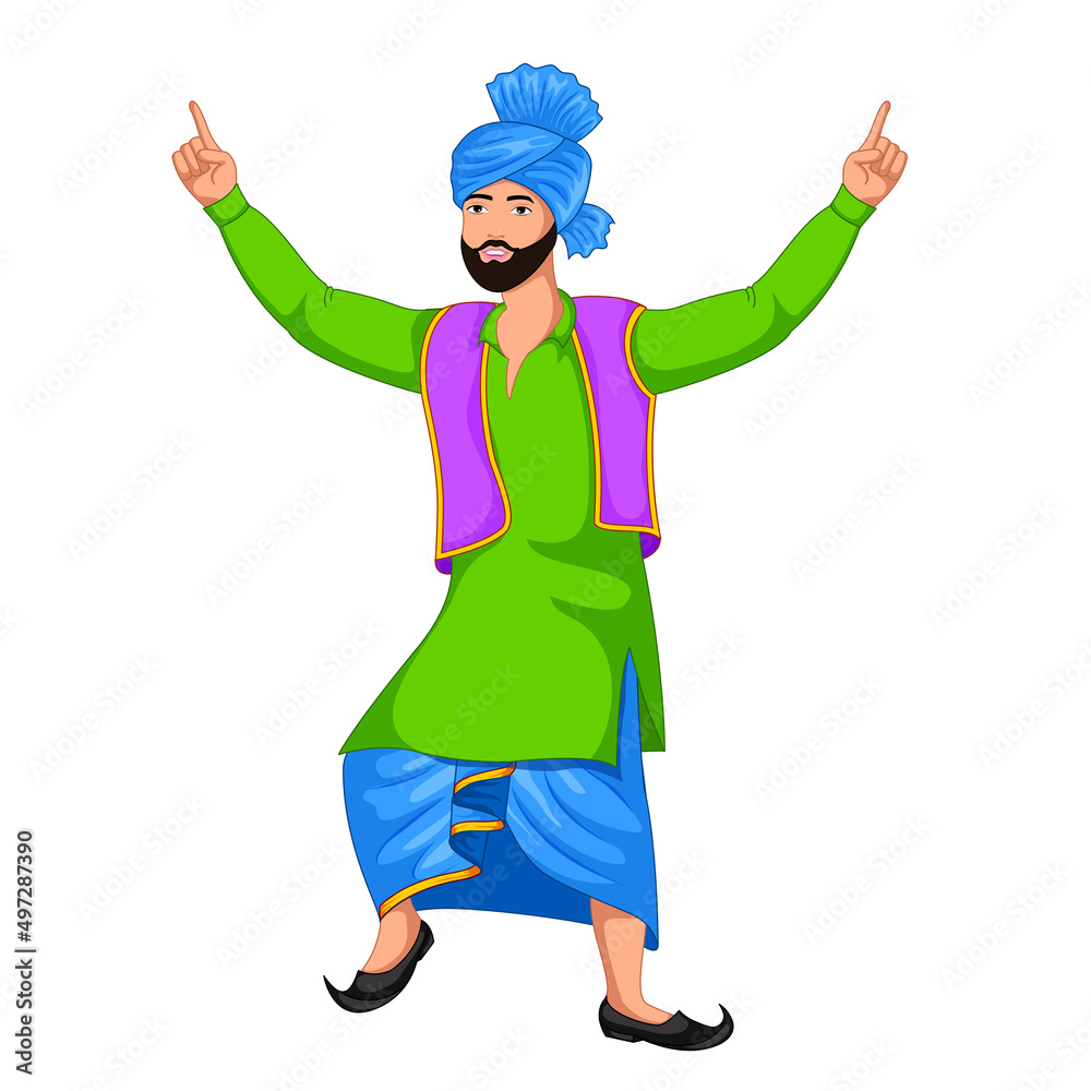 Indian Punjabi Man Dancing Bhangra for Baisakhi and lohri