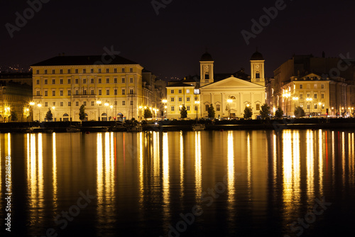 Waterfront of Trieste by night