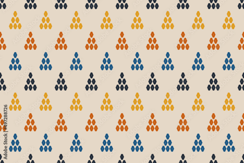 Geometric ethnic oriental ikat seamless pattern traditional. Fabric Indian style. Design for background, wallpaper, vector illustration, fabric, clothing, carpet, textile, batik, embroidery.