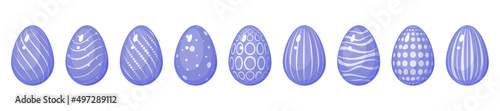 Set of very peri Easter eggs with decoration
